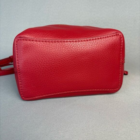 Coach Purse Derby Crossbody Bag Red Pebbled Leather Drawstring Bucket Sold Out! - Picture 12 of 12